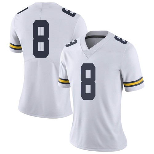 William Mohan Michigan Wolverines Women's NCAA #8 White Limited Brand Jordan College Stitched Football Jersey SQZ2154BY